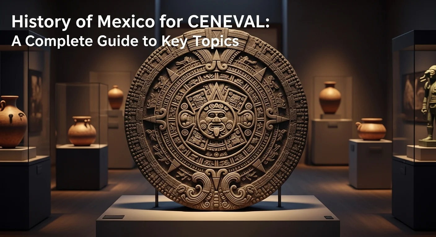 El Calendario Azteca o Piedra del Sol, un símbolo clave del México Prehispánico, tema fundamental en la guía de estudio de Historia para CENEVAL.
