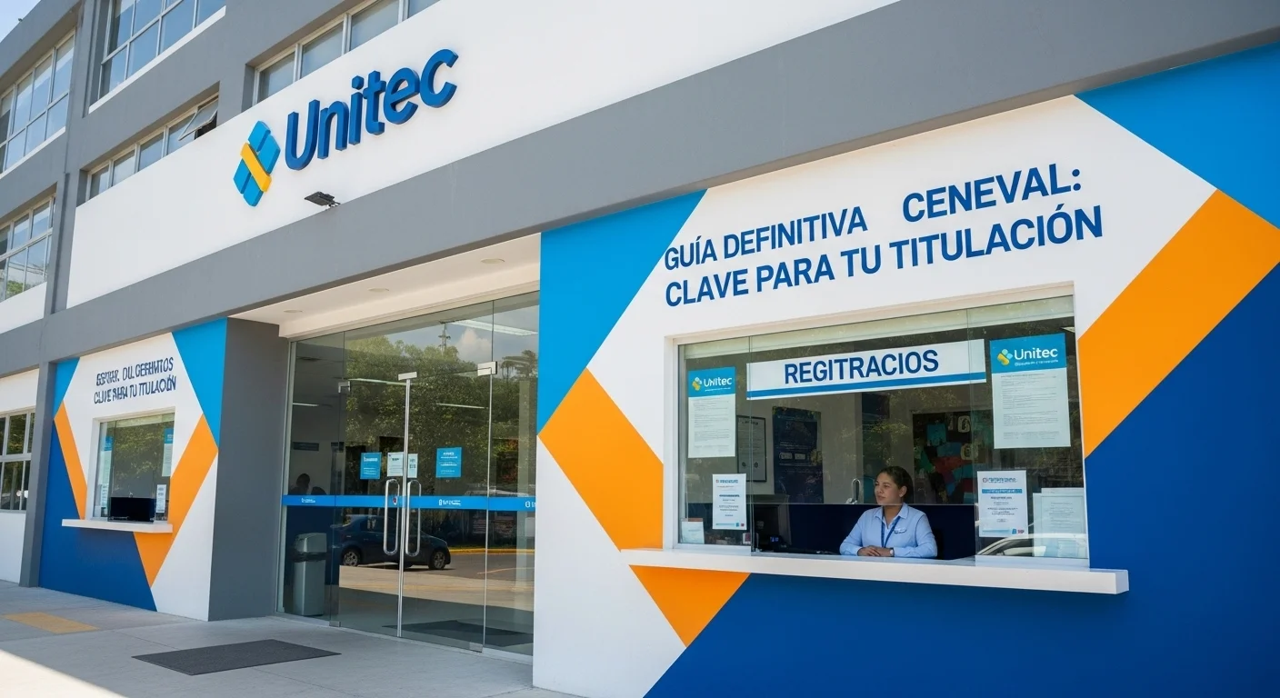 Fachada de un campus de Unitec, destacando la entrada a la ventanilla Unitec donde se realizan las Unitec inscripciones para el CENEVAL.