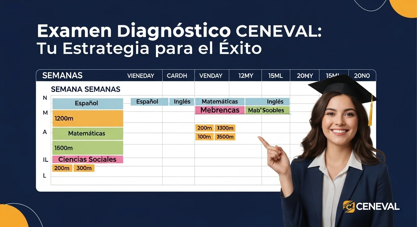 Un cronograma de estudio semanal bien estructurado para el examen CENEVAL, con diferentes colores para priorizar temas.