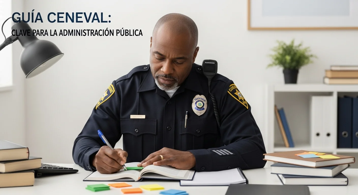 Oficial de seguridad pública estudiando para el examen CENEVAL TSU en Seguridad Pública.