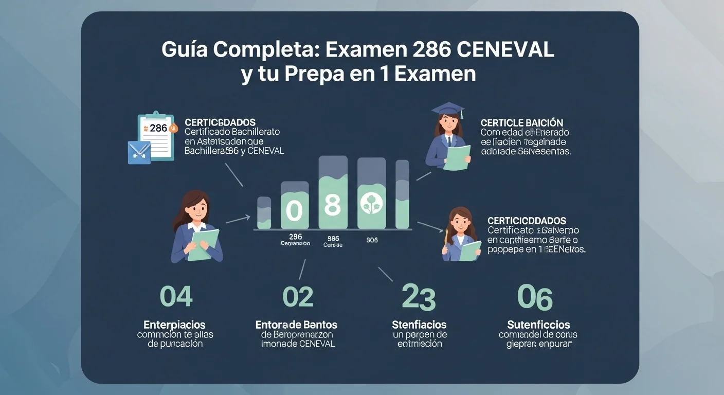 Infografía mostrando los pasos para obtener el certificado de bachillerato a través del acuerdo 286 prepa en un examen.
